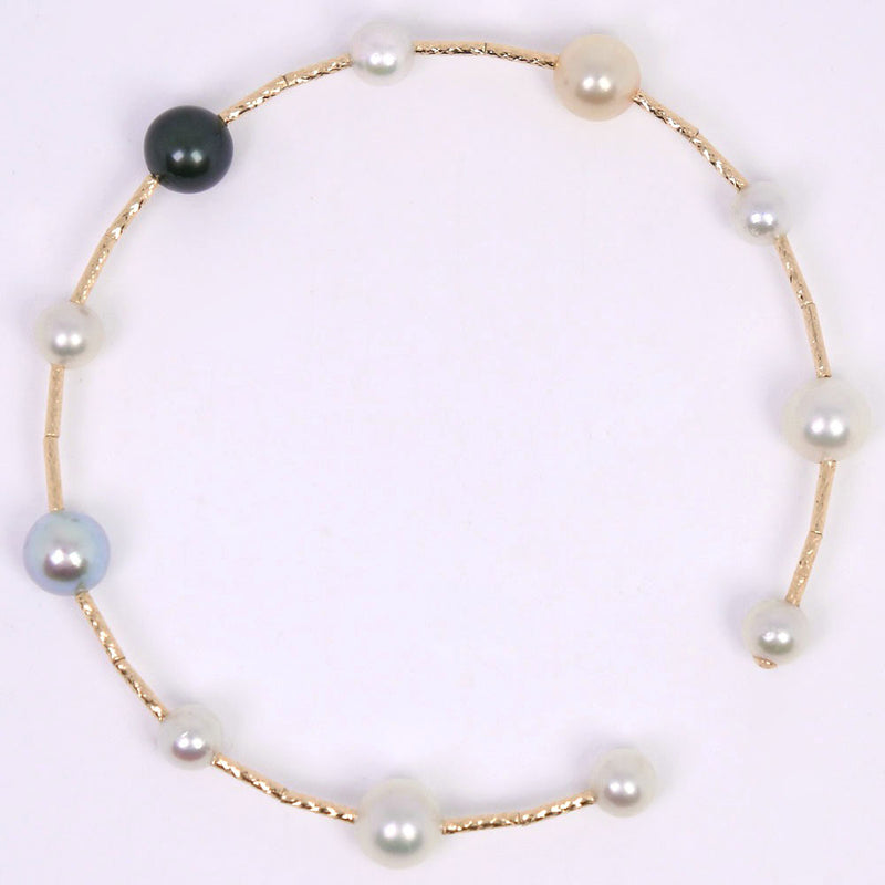 Pulsera de perla 
5.5-7.0 mm K18 oro amarillo x perla perla blanca aproximadamente 4.2g akoya perla damas un rango