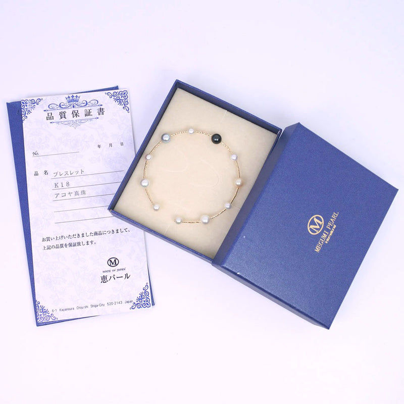 Akoya珍珠手镯 
5.5-7.0mm k18黄金x珍珠白色约4.2克Akoya珍珠女士