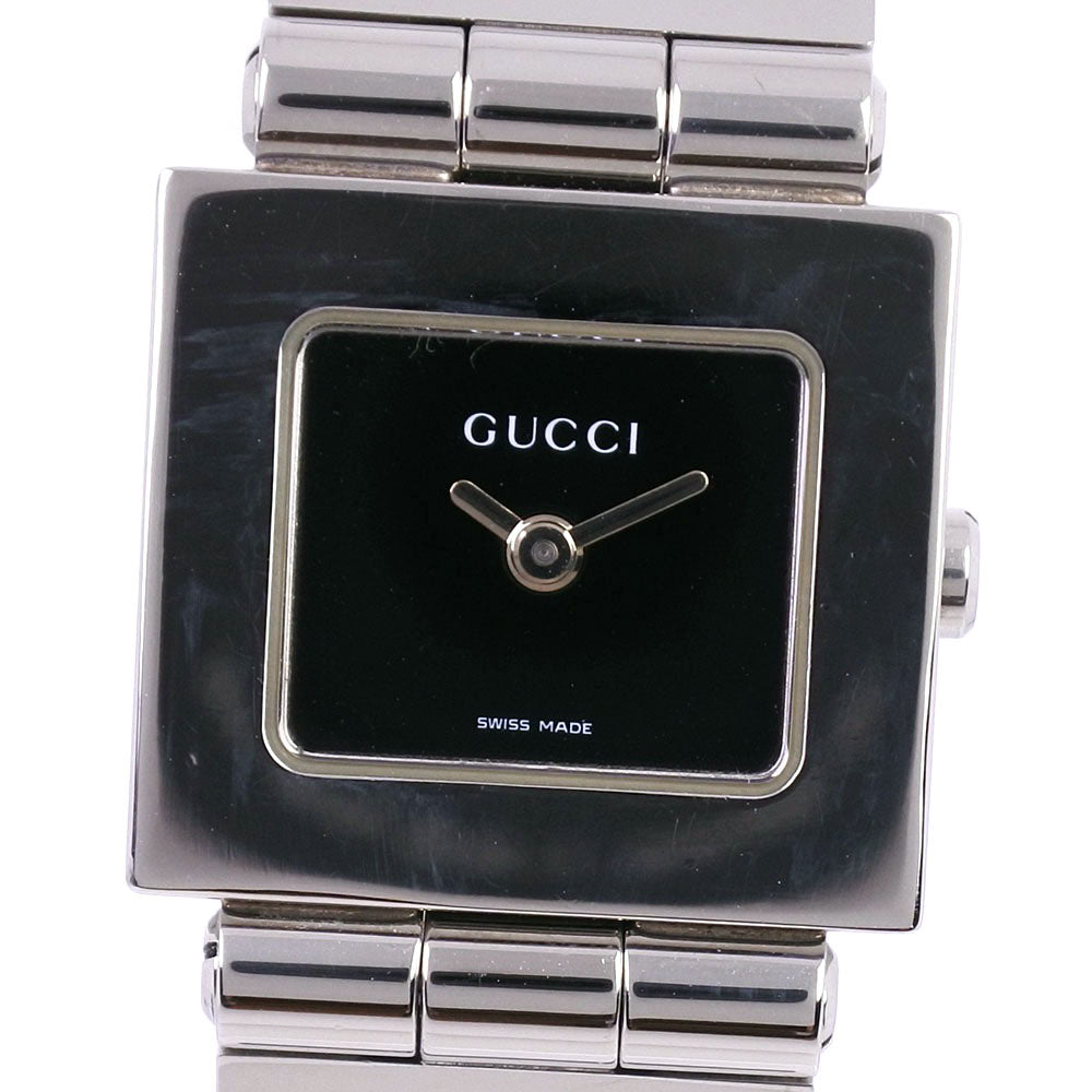 【GUCCI】グッチ, 腕時計, 600L ステンレススチール シルバー クオーツ 黒文字盤 レディース