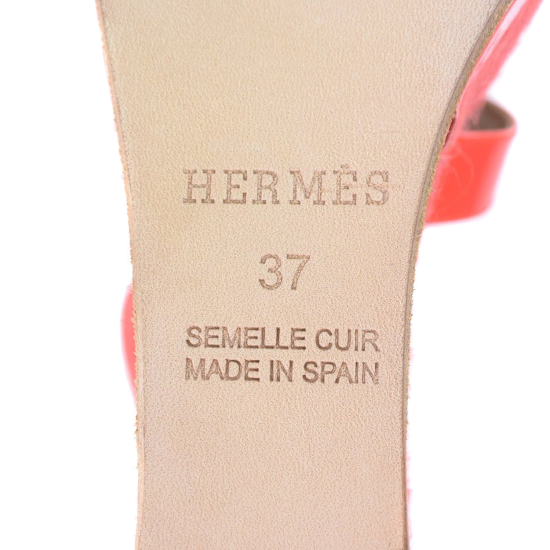 [Hermes] Hermes 
 Sandalias de cuña 
 Ilana Cuir Vernis Pink 37 Rango de damas de cuña grabada