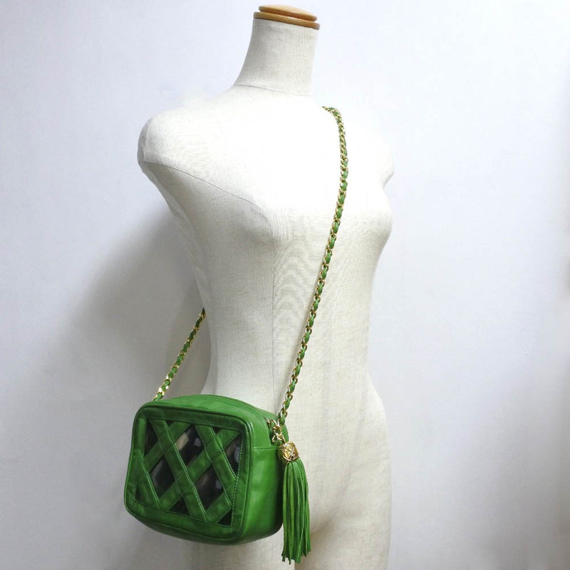 [香奈儿]香奈儿 
 链肩袋 
 边缘小羊皮绿色对角线紧固件连锁女士
