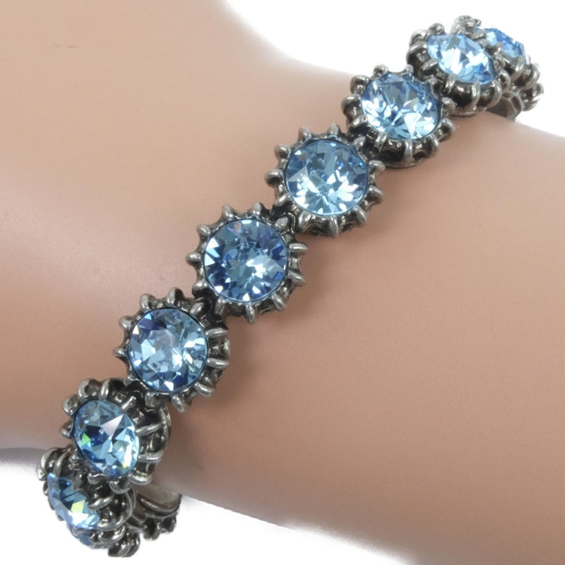 [구찌] 구찌 뱅글 Bracelet 커프 실버 x 라이트 블루 스톤 밝은 파란색 약. 32.5g Bangle Unisex A 등급