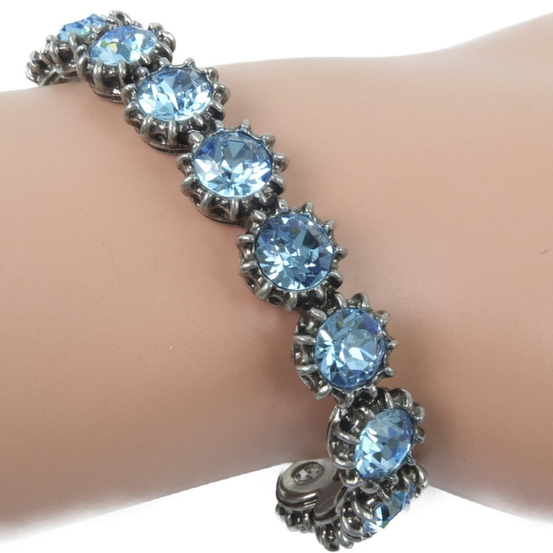 [구찌] 구찌 뱅글 Bracelet 커프 실버 x 라이트 블루 스톤 밝은 파란색 약. 32.5g Bangle Unisex A 등급
