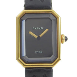CHANEL] Chanel Premiere H0090 K18 Yellow Gold x Leather Black