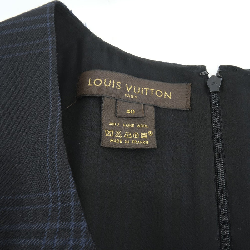 [Louis Vuitton]路易威登 
 一块 
 检查图案羊毛海军一件女士A+等级