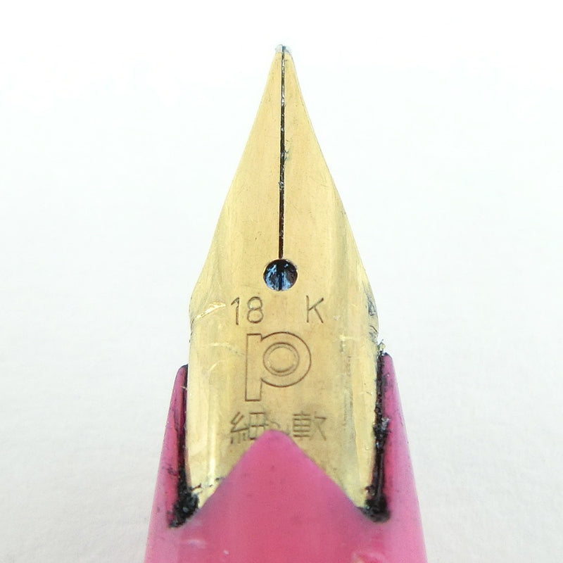 [铂]铂金 
 笔尖K18软钢笔 
 贵族复古古董不锈钢粉红色笔尖K18软件女士