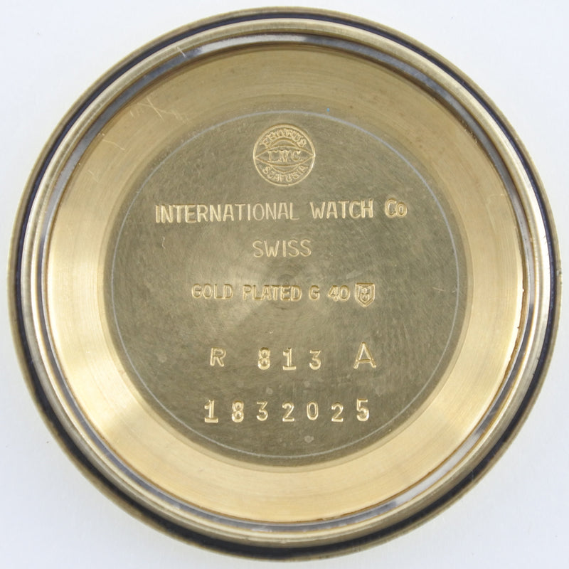 [IWC] Compañía de relojes internacionales 
 Remo de pulsera de 40 micras 
 Cal.8541 RA813 Reparación de oro x cuero Black Automático Analógico Pantalla de oro Dial de oro de 40 micrones para hombres