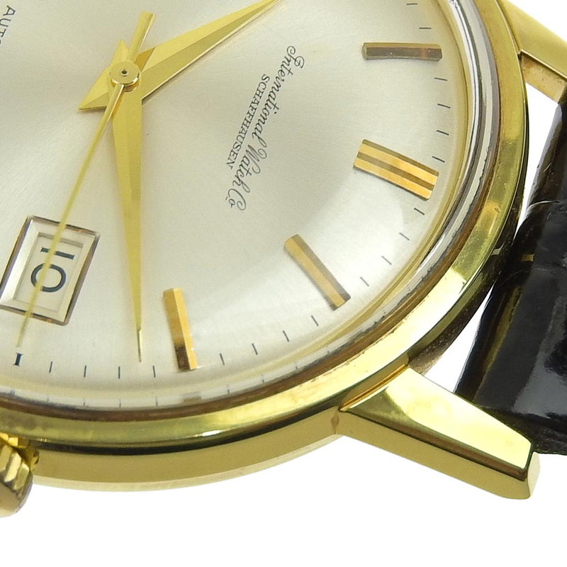 [IWC] Compañía de relojes internacionales 
 Remo de pulsera de 40 micras 
 Cal.8541 RA813 Reparación de oro x cuero Black Automático Analógico Pantalla de oro Dial de oro de 40 micrones para hombres