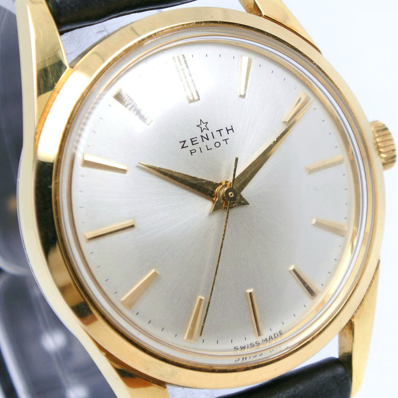 [Zenith] Zenith 
 Reloj piloto 
 Acero inoxidable x cuero dorado de cuero dial siltle dial piloto para hombres
