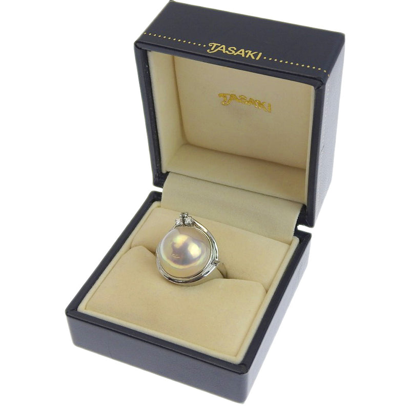 [TASAKI] Tasaki 
 No. 15.5 Ring / Ring 
15mm PT950 Platinum x Pearl x Diamond Silver Approximately 14.0g Ladies SA Rank