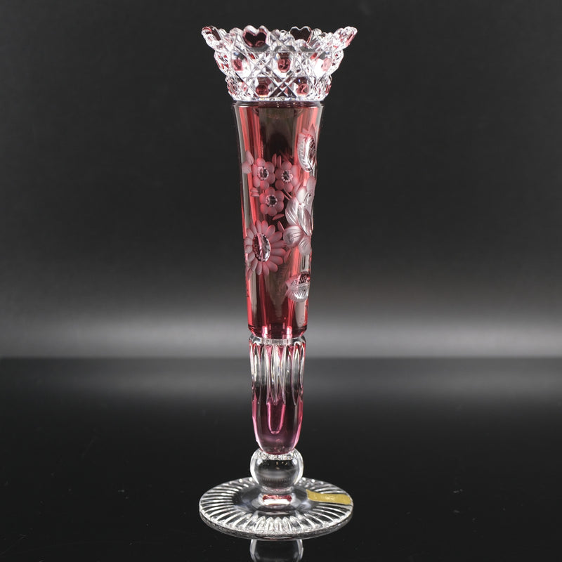 [Meissen] Meissen 
 颜色涂料一轮插入H23cm/盒装花瓶 
 MFO/1024/23R水晶红闪烁的玻璃H9.1/带有盒子等级
