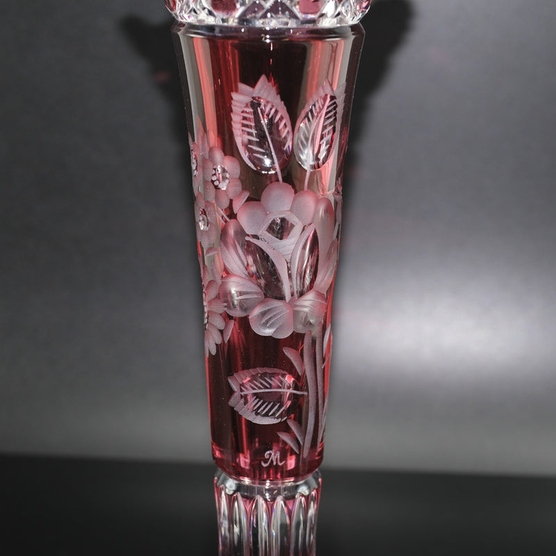 [Meissen] Meissen 
 Color coating one wheel insert H23cm/box vase 
 MFO/1024/23R Crystal Red Flashed Glass H9.1 "/With Boxs Rank
