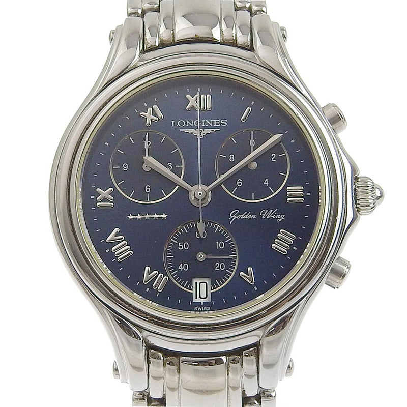 [Longines] Longines 
 Golden Wing Watch 
 L3.610.4 Stainless steel Steel Silver Quartz Chronograph Navy Dial GOLDEN WING Men's