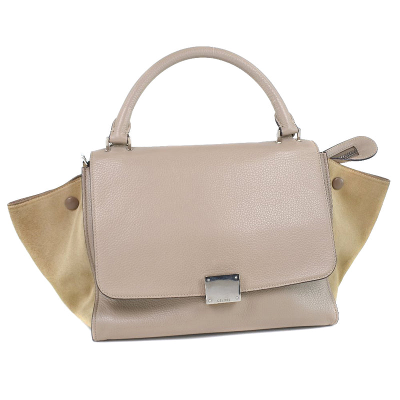 [Celine] Celine 
 Traps handbag 
 2way shoulder 174683MDB.03UN leather x suede DUNE pink gray turn lock TRAPEZE Ladies
