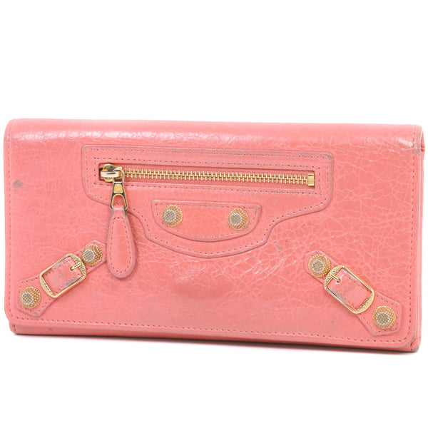 [Balenciaga] Balenciaga 
 billetera 
 Botón Pink Snap Button de pantorrilla Damas B-Rank