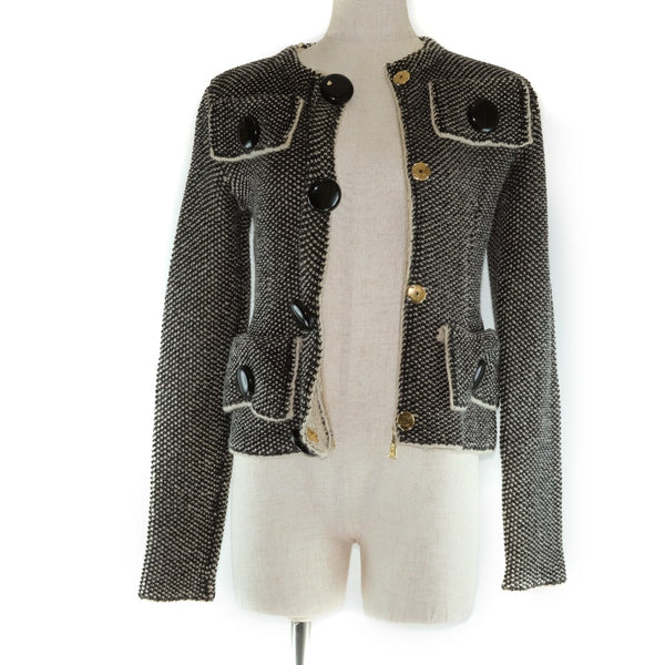 [Louis Vuitton] Louis Vuitton 
 No -Color chaqueta 
 Rayon X Wool Black Ladies A-Rank