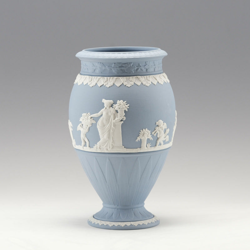 [Wedgwood] Wedgewood 
 Jasper Bone Tillow Flower Base Vase 
 H20 (cm) Pottery Pale Blue Jasper Bone Tiffle Flower Base Unisex S rank