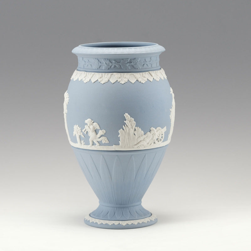 [Wedgwood] Wedgewood 
 Jasper Bone Tillow Flower Base Vase 
 H20 (cm) Pottery Pale Blue Jasper Bone Tiffle Flower Base Unisex S rank