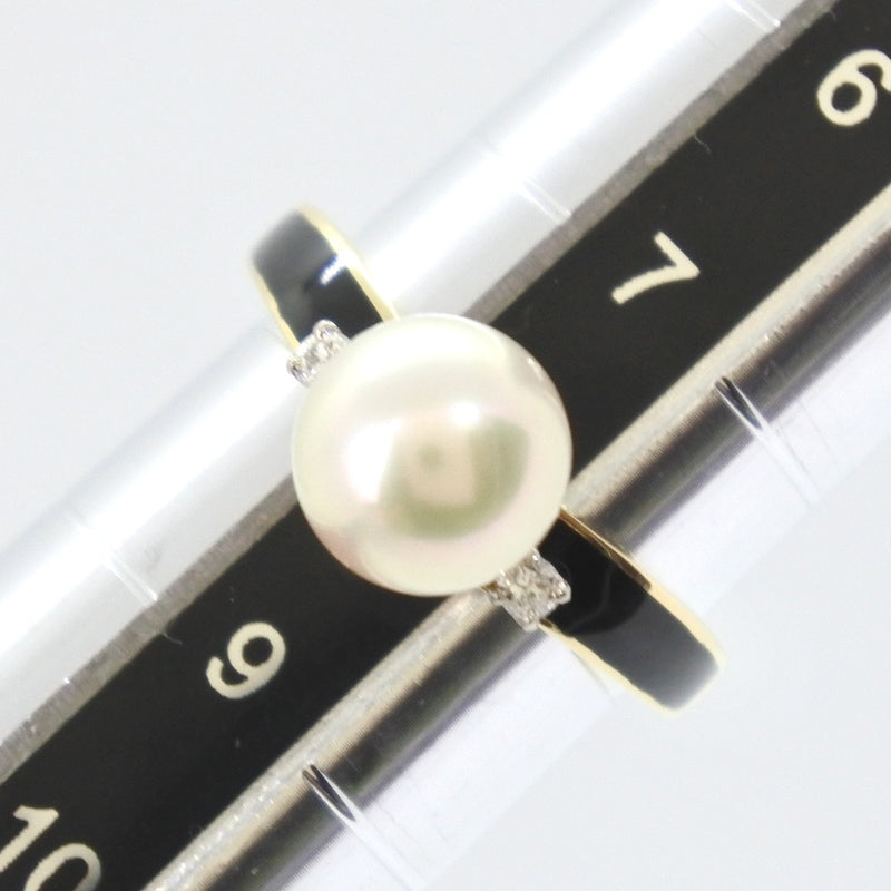 [Mikimoto] Mikimoto 
 Pearl No. 8 Anillo / anillo 
7.5 mm K18 Oro amarillo X Pearl x Diamond Negro Aproximadamente 4.0g Pearl Ladies A Rank