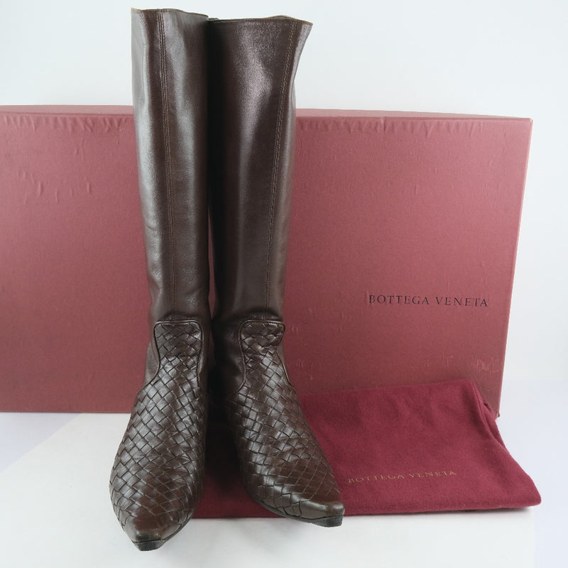 [BOTTEGAVENETA] Bottega Veneta 
 Long boots 
 Intrecciato Calf tea Knee-HIGH BOOTS Ladies