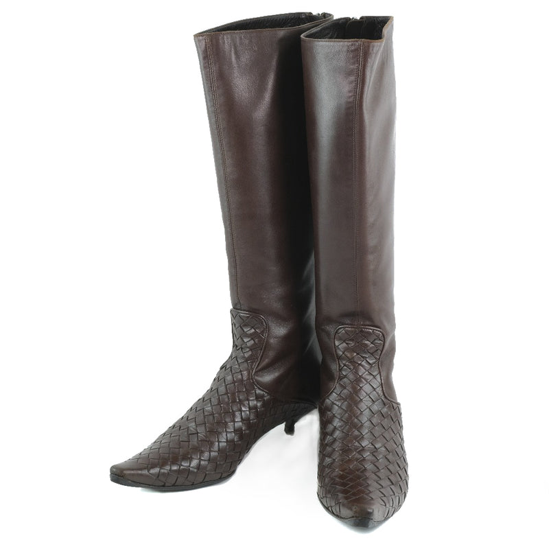 [BOTTEGAVENETA] Bottega Veneta 
 Long boots 
 Intrecciato Calf tea Knee-HIGH BOOTS Ladies