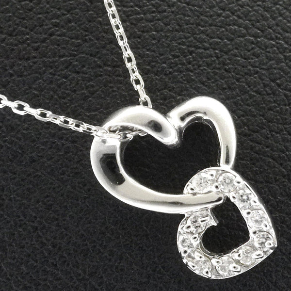 [4 ℃] Yon Sea 
 Heart necklace 
 K18 White Gold x Diamond Heart about 2.6g Heart Ladies A Rank