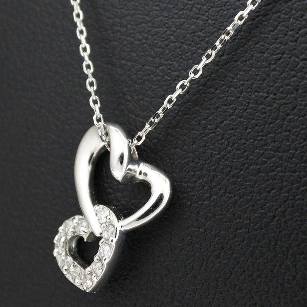 [4 ℃] Yon Sea 
 Heart necklace 
 K18 White Gold x Diamond about 2.6g Heart Ladies A Rank