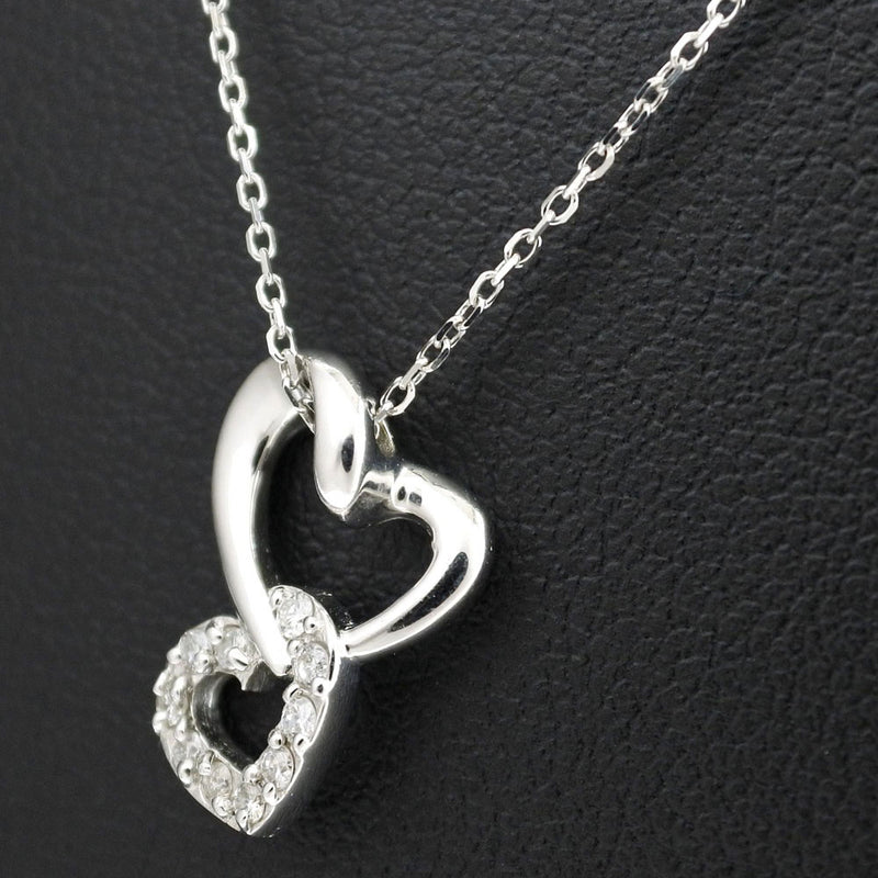 [4 ℃] yon 바다 
 심장 목걸이 
 K18 White Gold X Diamond Heart 약 2.6g 심장 숙녀 계급