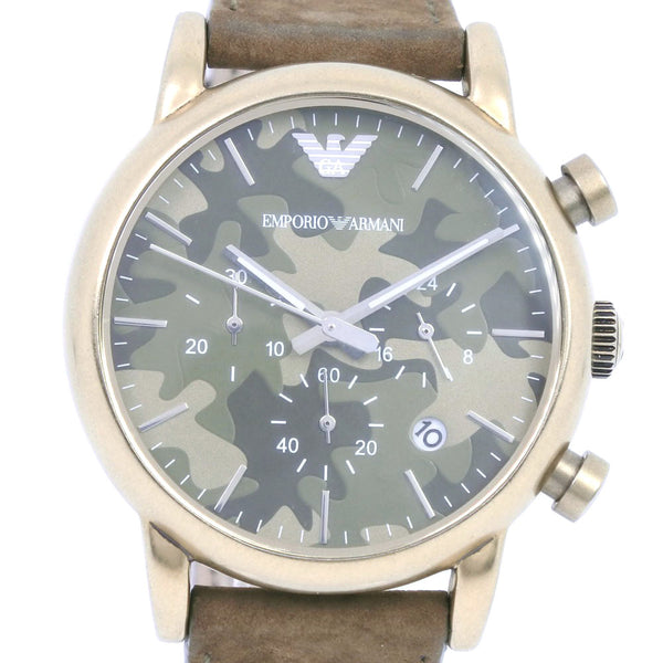 [Armani] Emporio Armani Watch AR-1818 Acero inoxidable x Camuflaje de cuero Cronógrafo Camuflaje Diale A-A-Rank
