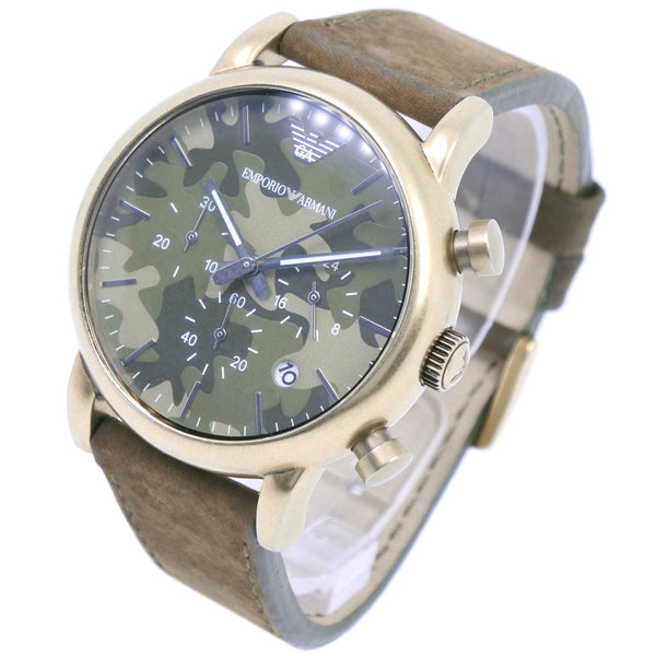 [Armani] Emporio Armani Watch AR-1818 Acero inoxidable x Camuflaje de cuero Cronógrafo Camuflaje Diale A-A-Rank