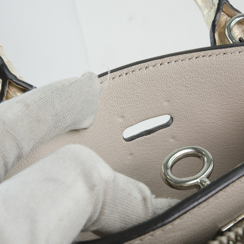 [Louis Vuitton]路易威登 
 Cityister的迷你手提包 
 鳄鱼灰白色TR3179雕刻转弯锁定城市蒸锅迷你女士A级