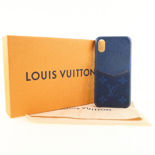 [Louis Vuitton] Louis Vuitton 
 Case de teléfonos inteligentes iPhone X/XS 
 Tigalama M30273 Leather Blue BC2119 grabado iPhone x/xs unisex