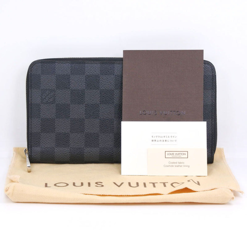[Louis Vuitton] Louis Vuitton 
 Organizador zippy billetera larga 
 N63077 Dami Graphit Canvas Black CA4130 Grabado organizador Zippy Unisex A-Rank