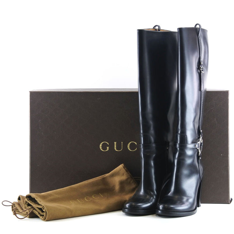 [Gucci] Gucci 
 Bottes longues 
 269701 Bottes de genou noire de veau