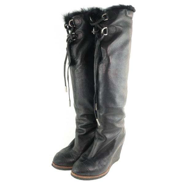 [CHANEL] Chanel 
 Boots 
 Long Boots Lambskin Black Ladies
