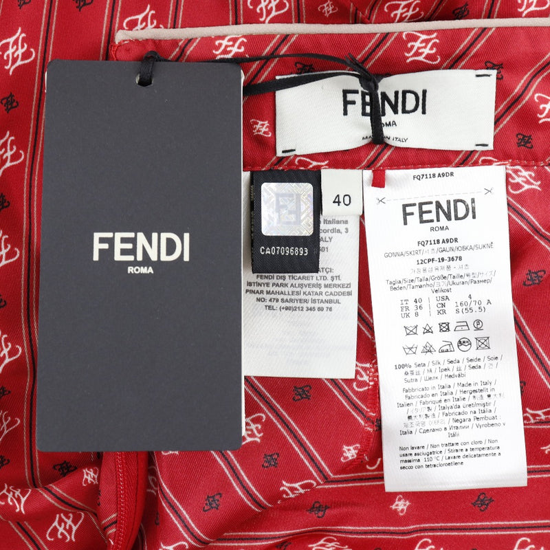 【FENDI】フェンディ
 スカート
 シルク 赤 レディースSランク