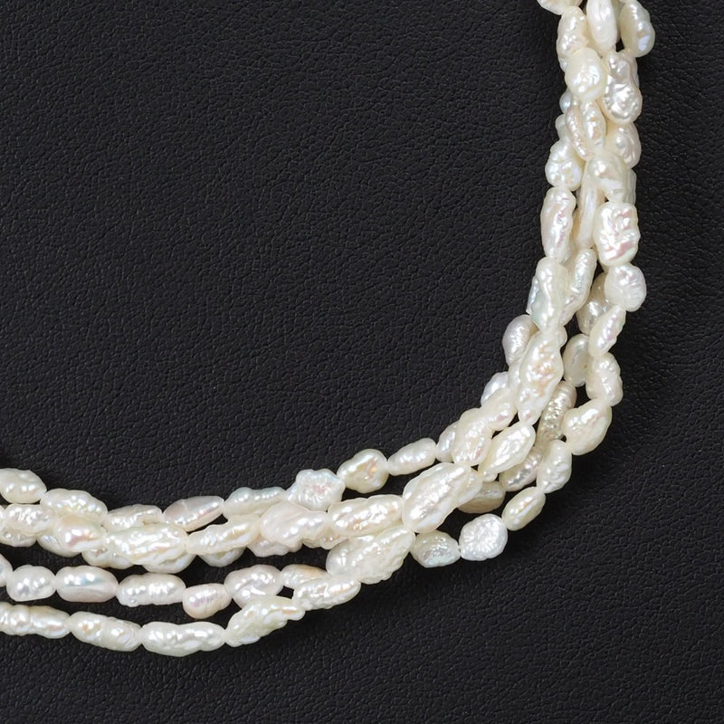 베이비 진주 목걸이 5 열 2.5-4.5mm Pearl X Metal, 약. 49.8g 베이비 펄 여자 A 순위