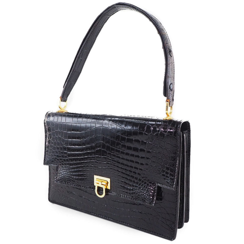 [Morabito] Morabito 
 Sac à main à 2 voies 
 Crocodile Black Flap 2waysholder dames