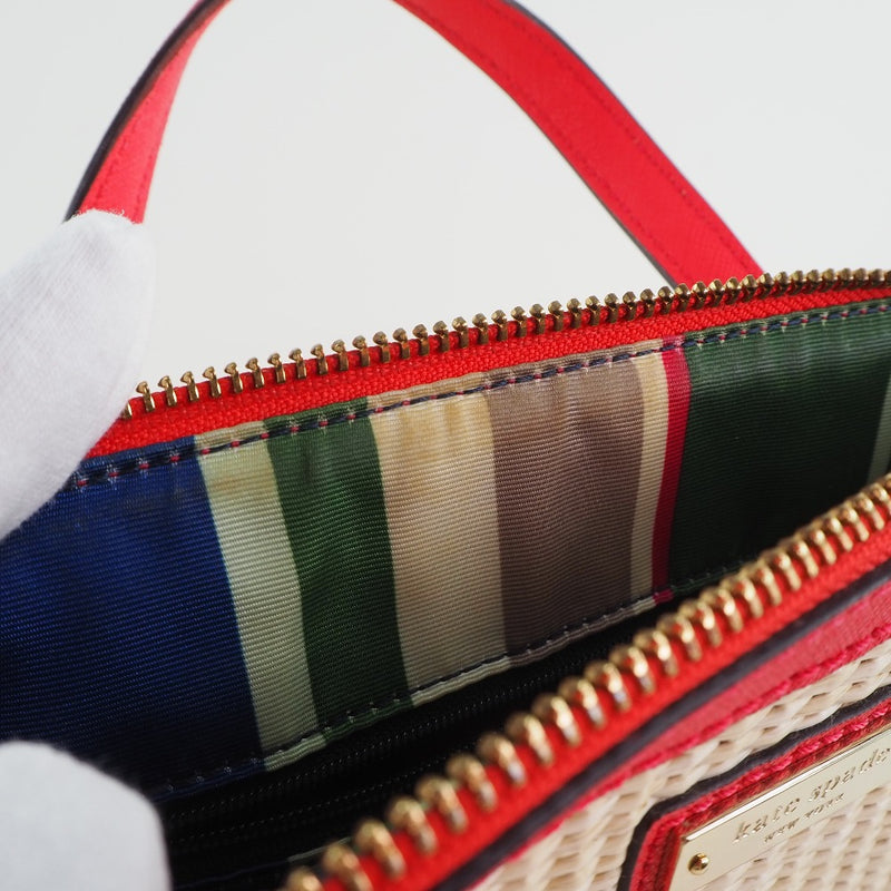 [Kate Spade] Kate Spade Cedar Street Straw Small Maise Sac à bandoulière à 2 voies en cuir en cuir rouge à main