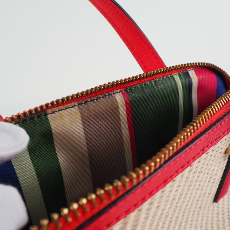 [Kate Spade] Kate Spade Cedar Street Straw Small Maise Sac à bandoulière à 2 voies en cuir en cuir rouge à main