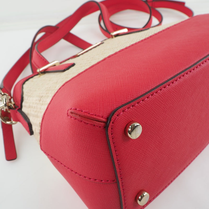 [Kate Spade] Kate Spade Cedar Street Straw Small Maise Sac à bandoulière à 2 voies en cuir en cuir rouge à main