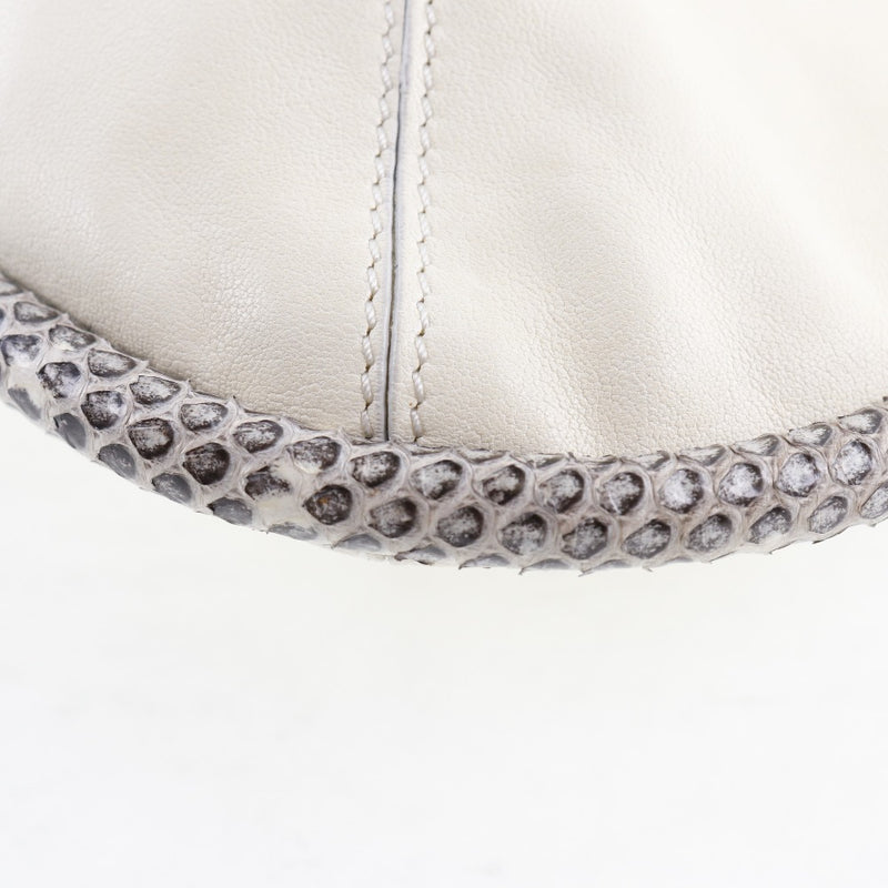 [Jimmy Choo] Jimmy Chew Shouther Bag Leather X Python White Fastener Ladies