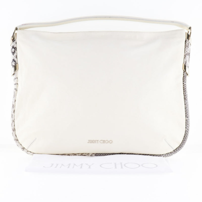 [JIMMY CHOO] Jimmy Choo Shoulder Bag Leather x Python White Fastener Ladies