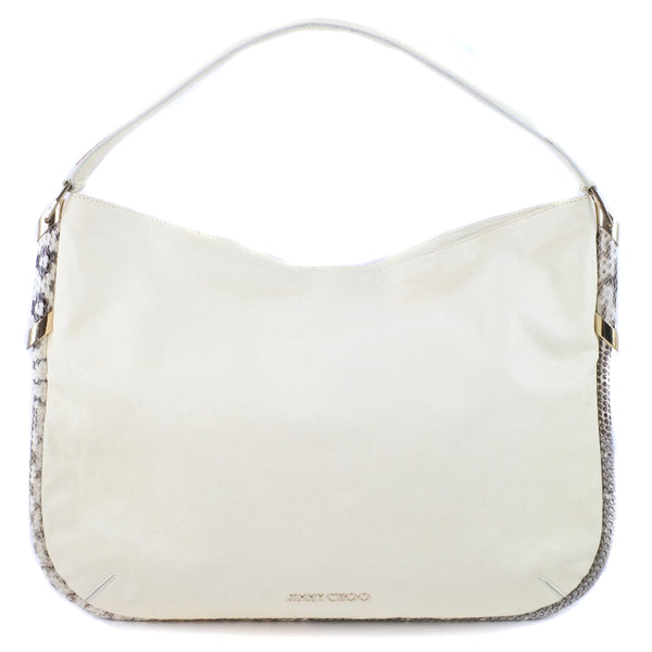 [Jimmy Choo] Jimmy Chew Shouther Bag Leather X Python White Fastener Ladies