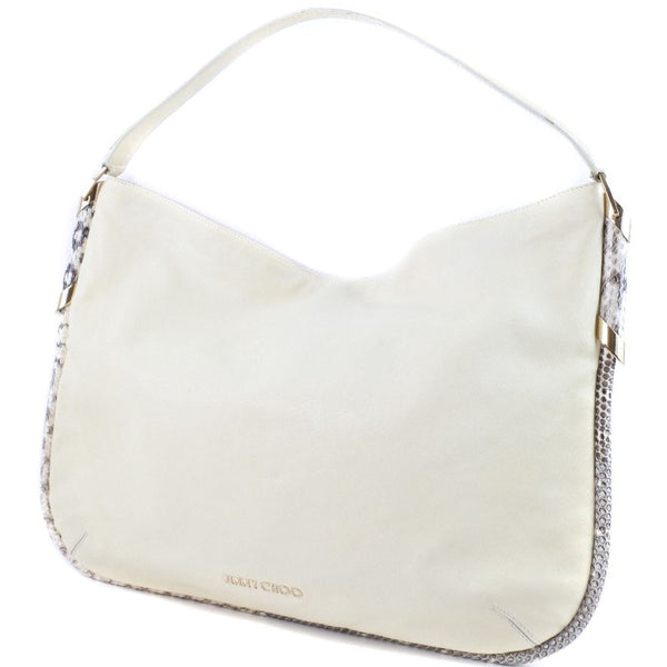 [Jimmy Choo] Jimmy Chew Shouther Bag Leather X Python White Fastener Ladies