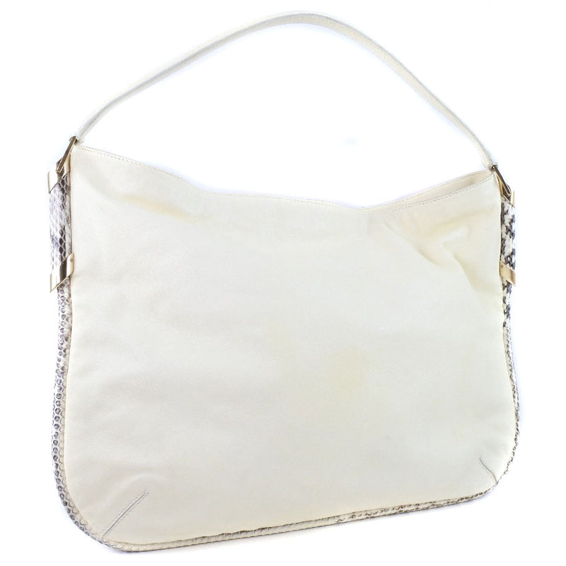 [JIMMY CHOO] Jimmy Choo Shoulder Bag Leather x Python White Fastener Ladies