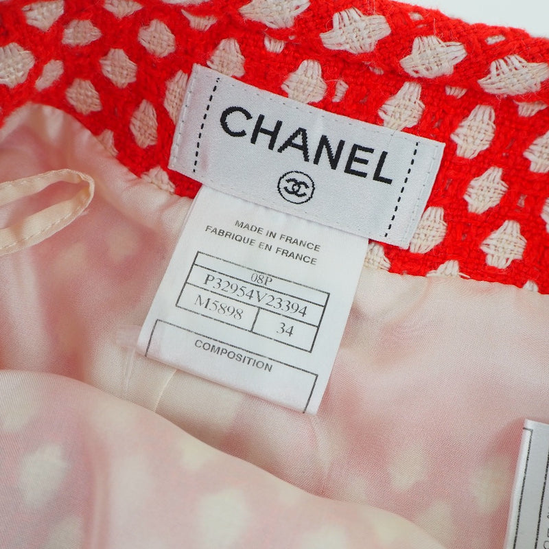 [CHANEL] Chanel 
 Skirt 
 Coco Mark button Mini Back with charm with charm 2008 Cruise Collection P32954v23394 Rayon x Bamboo x Cotton Red Ladies