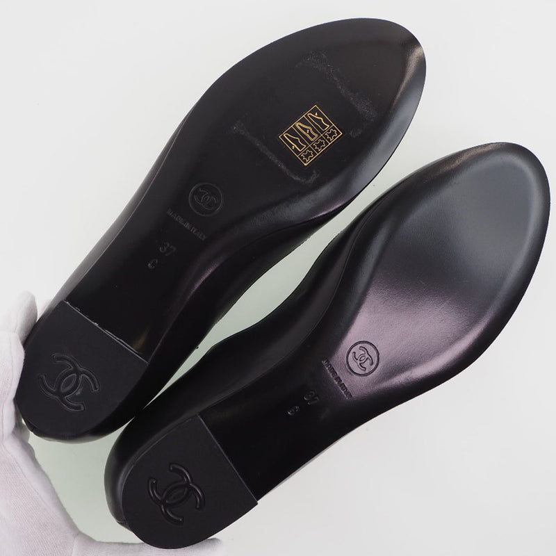 [Chanel] Chanel 
 Coco Mark Ballet Shoes 
 Étalons T STRAP G25975 Le cuir noir Coco Mark Ladies S Rank