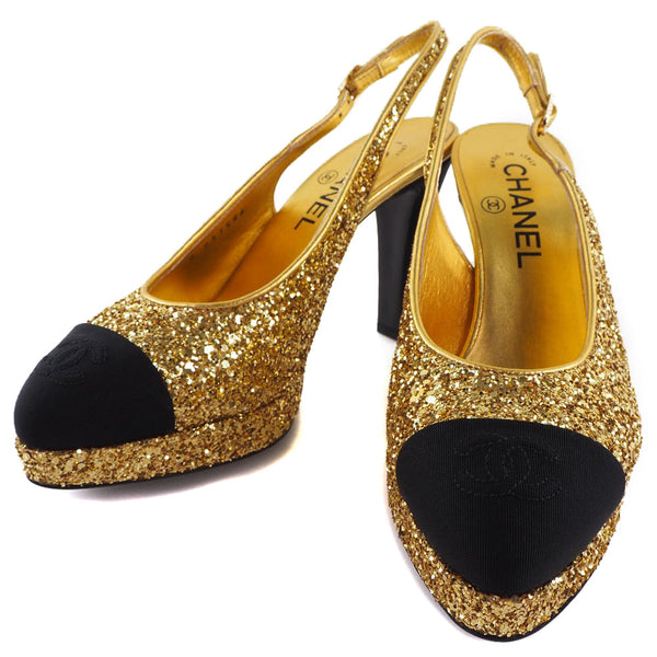 [CHANEL] Chanel 
 Cocomark pumps 
 Glitter 2021AW G37586 Y55350 K2992 Leather Gold COCO Mark Ladies S rank