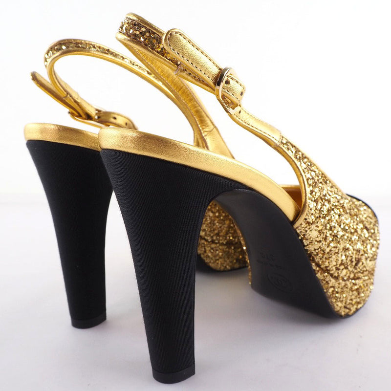 [CHANEL] Chanel 
 Cocomark pumps 
 Glitter 2021AW G37586 Y55350 K2992 Leather Gold COCO Mark Ladies S rank